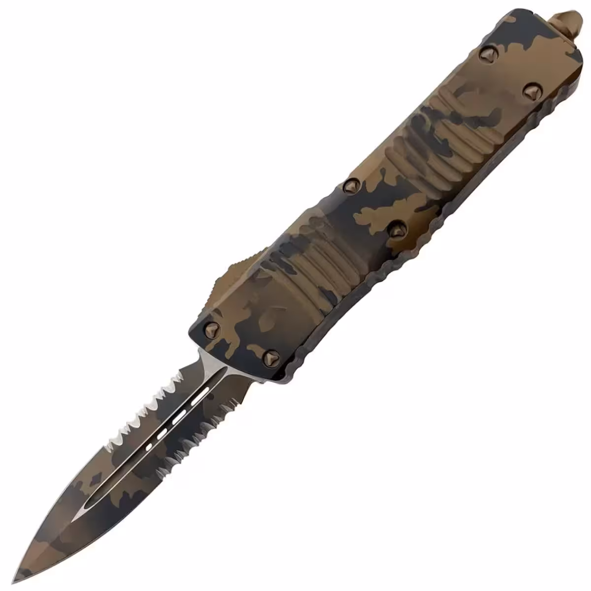 Microtech-142-2CCS-Combat-Troodon-DE-Coyote-Camo-Partial-Serrated-Signature-Series