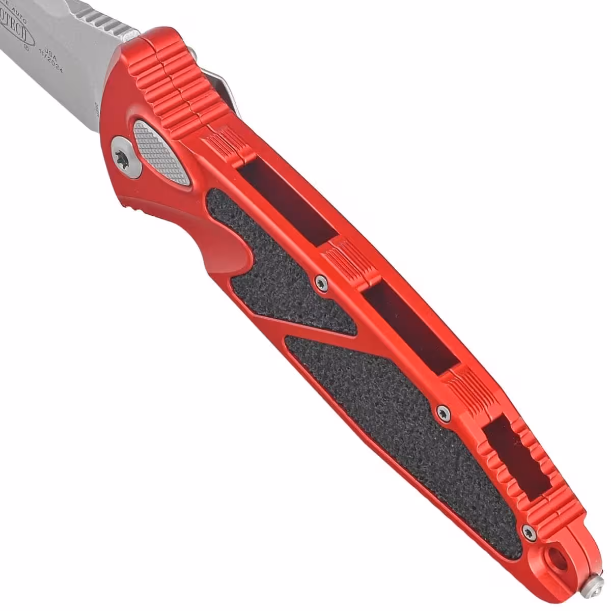 Microtech-Socom-Elite-Auto-S-E-Red-Aluminum-3M-Stonewashed-M390-by-Tony-Marfione-Switchblade-160A-10RD