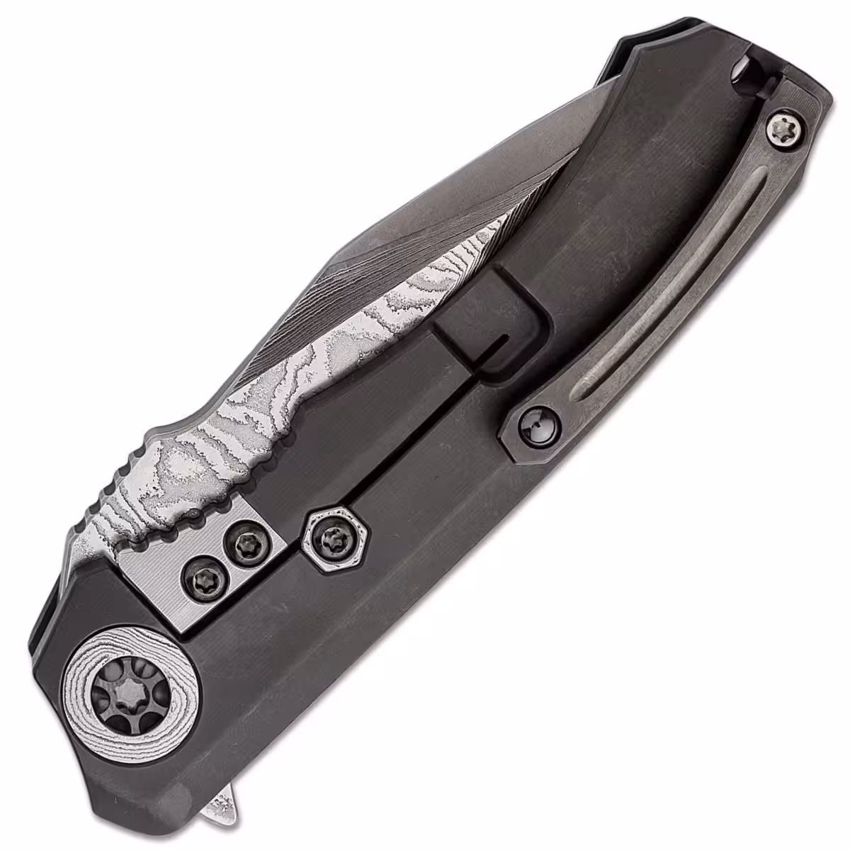 Heretic-Knives-Custom-Wraith-Manual-V.F.-Wood-Grain-San-Mai-Damascus