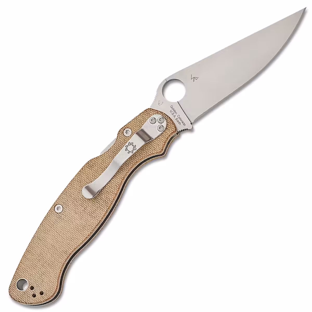 Spyderco-Military-2-Brown-Canvas-Micarta-C36MPCW2