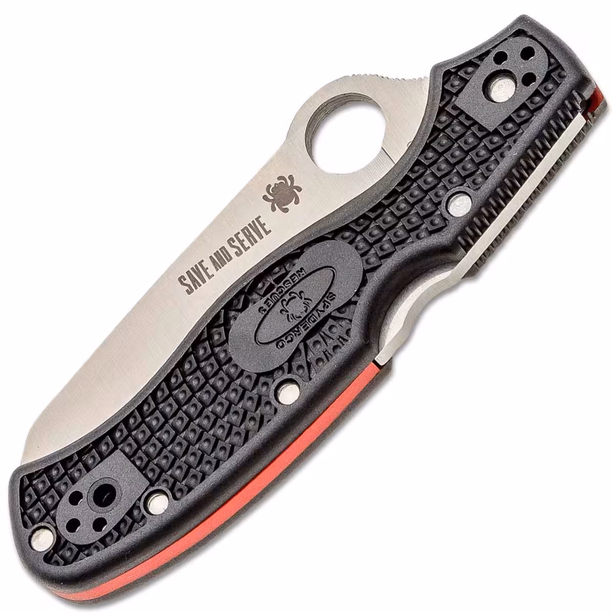 Spyderco-Rescue-3-Lightweight-Thin-Red-Line-C14FSBKRD3